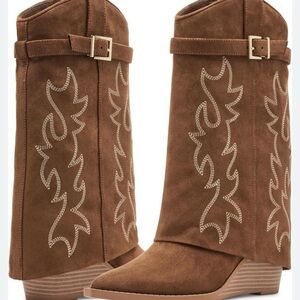 Brown Madden Girl Western Boots with Embroidered Design